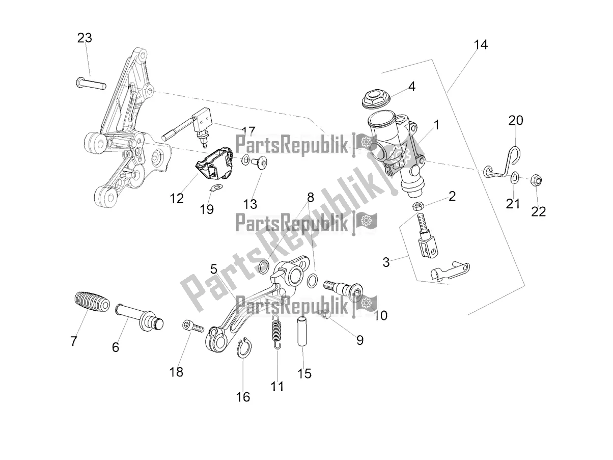 All parts for the Rear Master Cylinder of the Aprilia Tuono V4 Factory 1100 Superpole E5 2021