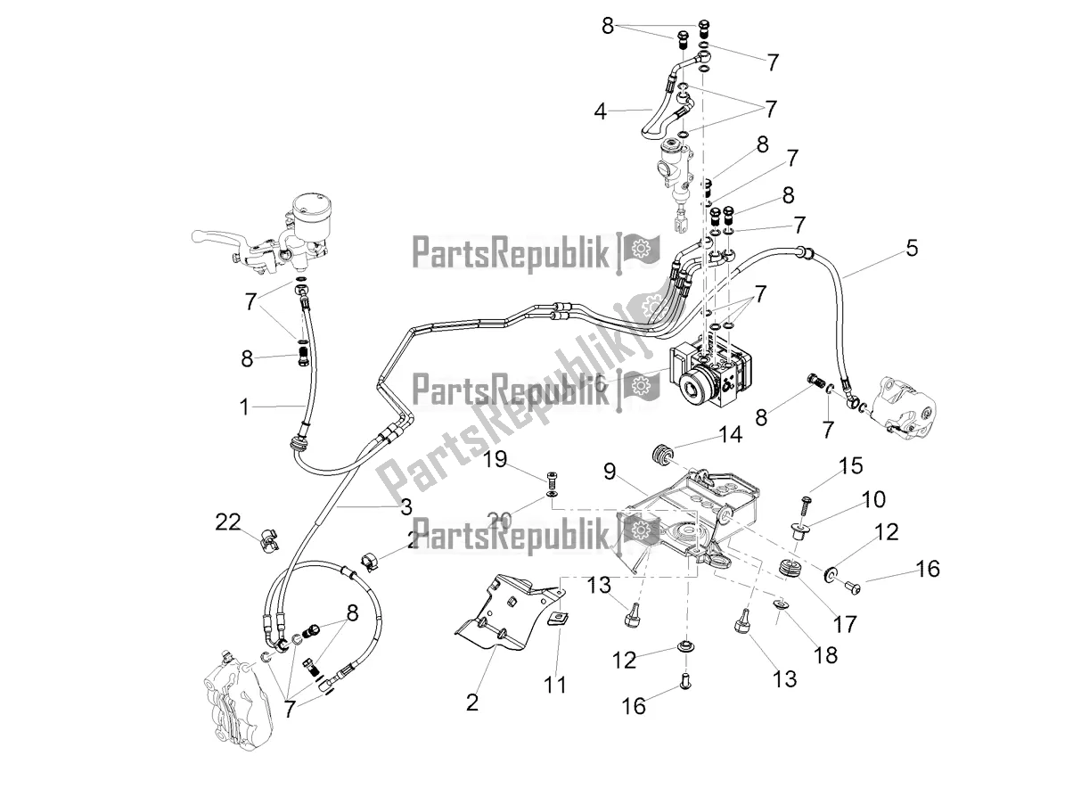 All parts for the Abs Brake System of the Aprilia Tuono V4 Factory 1100 Superpole USA 2019