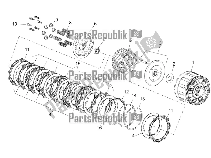 All parts for the Clutch Ii of the Aprilia Tuono V4 Factory 1100 Superpole USA 2019