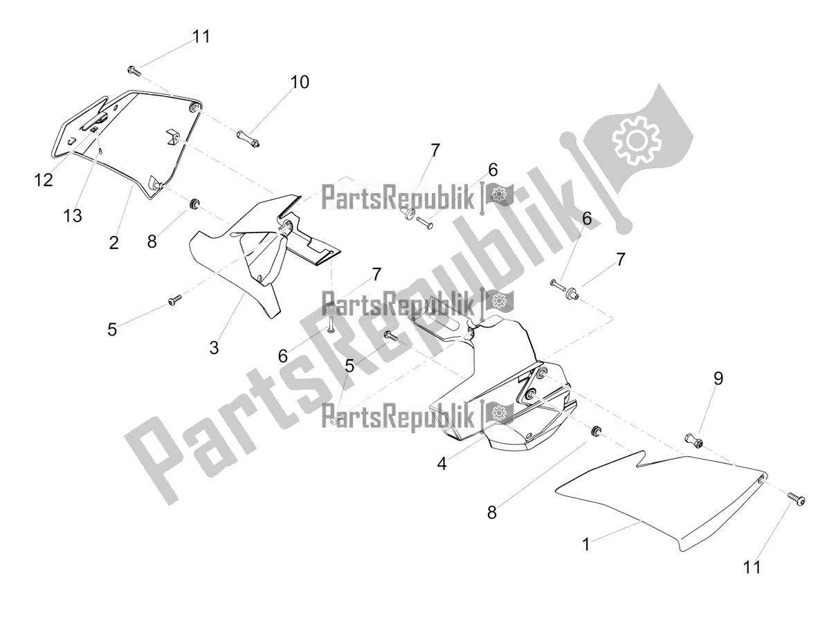 Alle Teile für das Vorderkörper Ii des Aprilia Tuono V4 Factory 1100 Superpole USA 2019