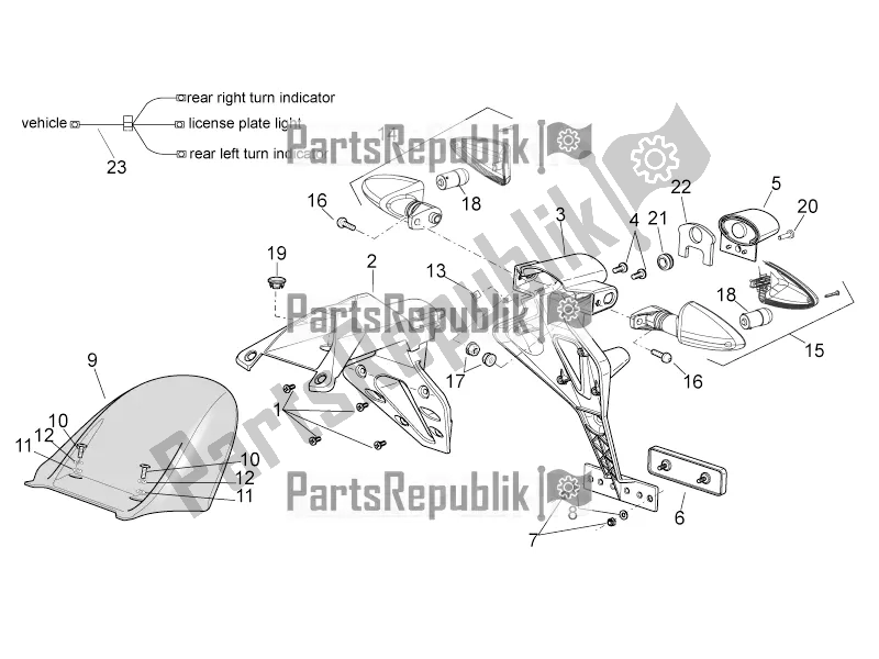 Tutte le parti per il Corpo Posteriore Ii del Aprilia Tuono V4 Factory 1100 Superpole USA 2019