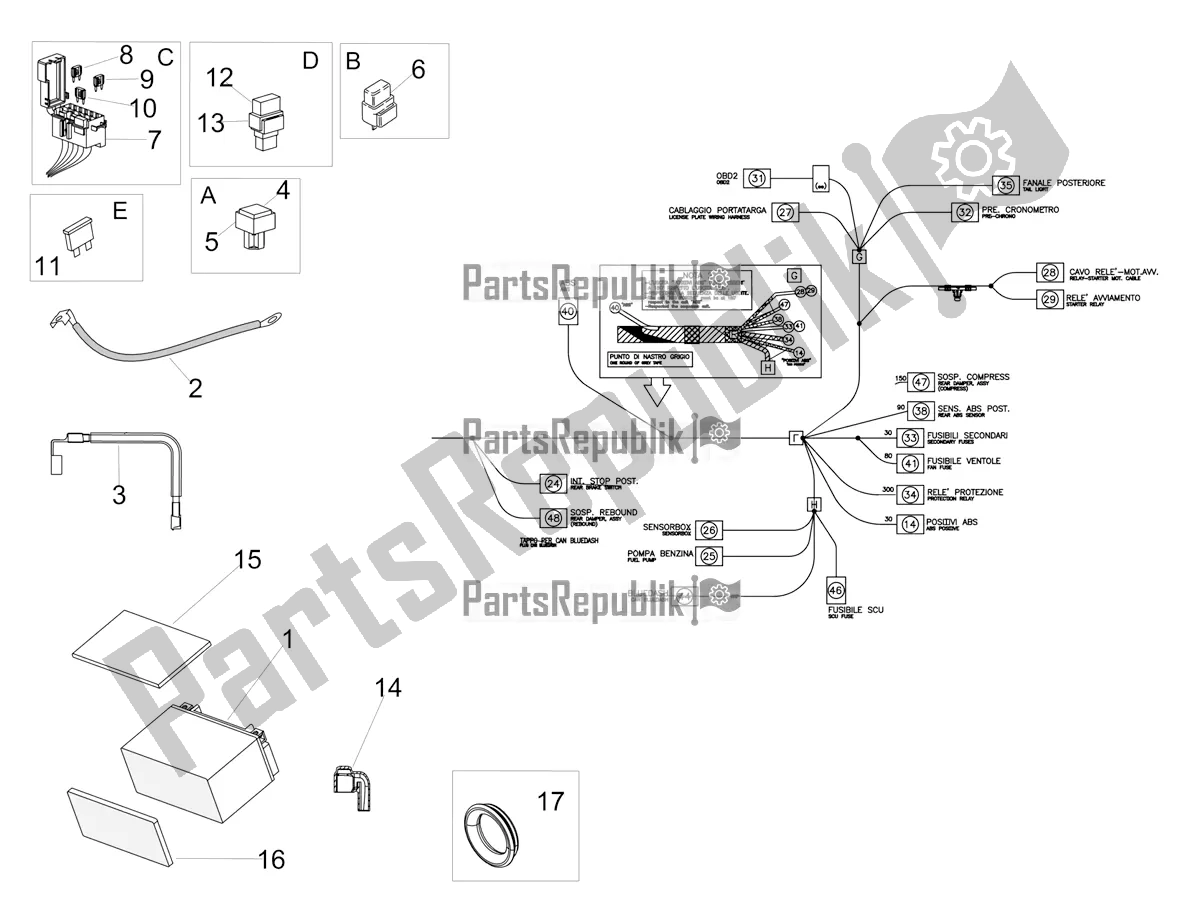 Toutes les pièces pour le Système électrique Central du Aprilia Tuono V4 Factory 1100 Superpole USA 2020