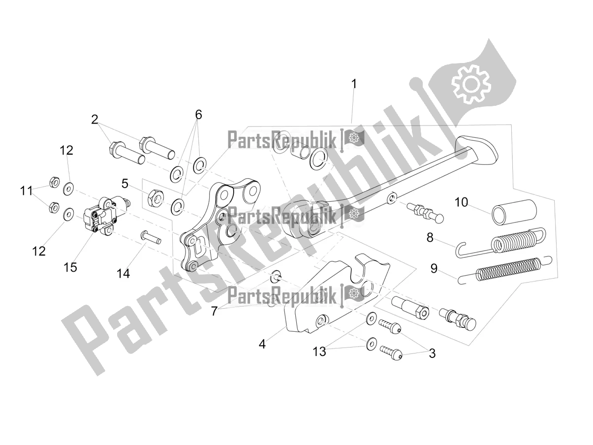 Tutte le parti per il Cavalletto Centrale del Aprilia Tuono V4 Factory 1100 Superpole USA 2020