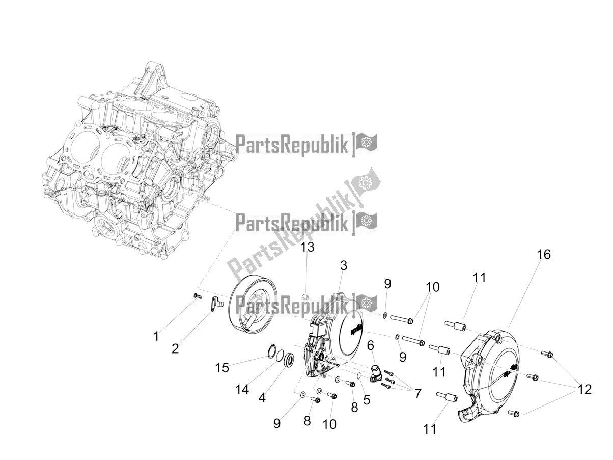 Alle Teile für das Schwungradabdeckung des Aprilia Tuono V4 Factory 1100 Superpole USA 2020