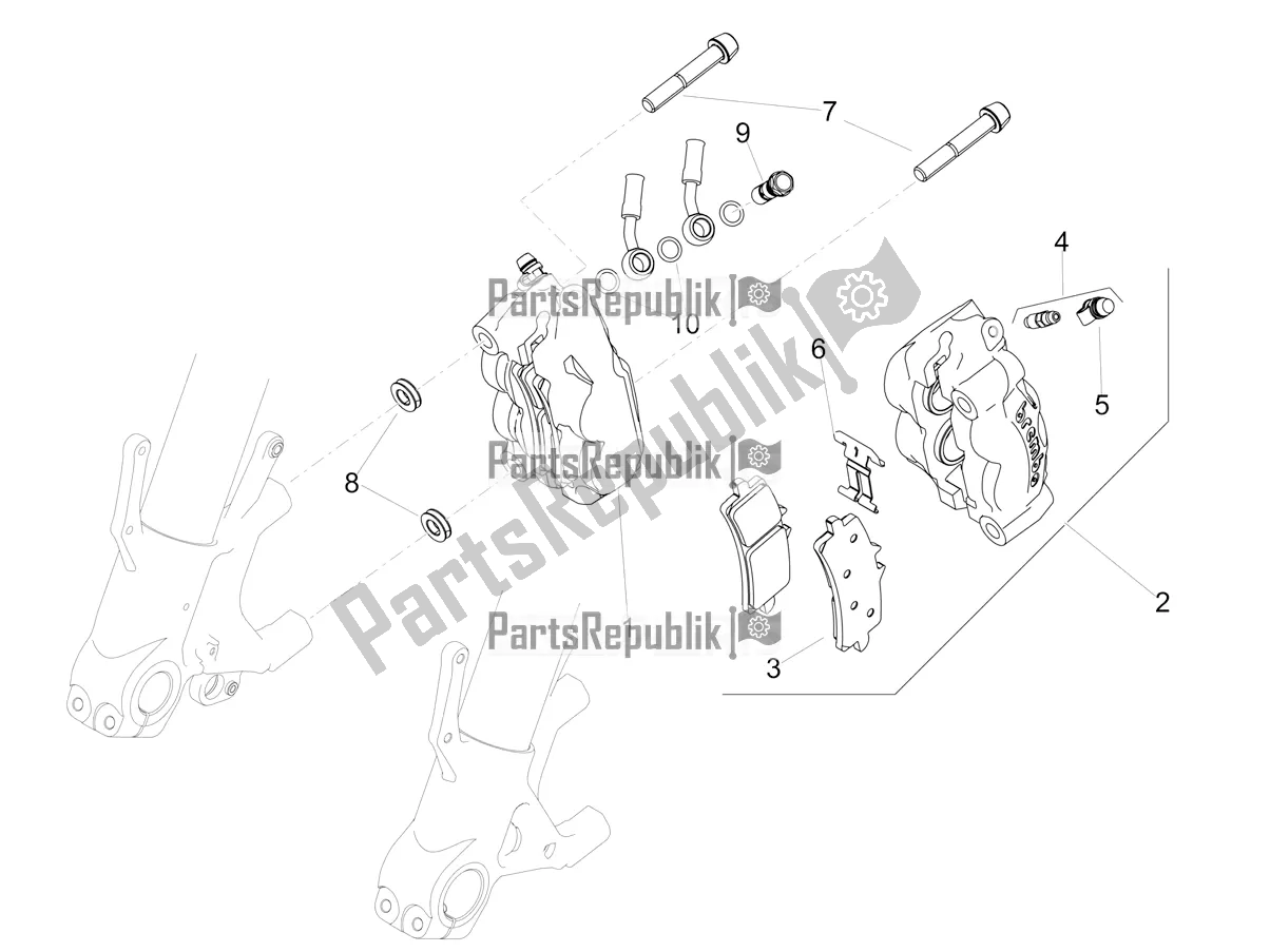 Todas las partes para Pinza De Freno Delantero de Aprilia Tuono V4 Factory 1100 Superpole USA 2020