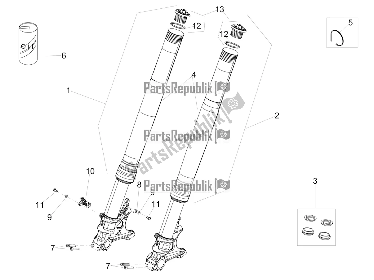 Tutte le parti per il Forcella Anteriore Ohlins del Aprilia Tuono V4 Factory 1100 Superpole USA 2020