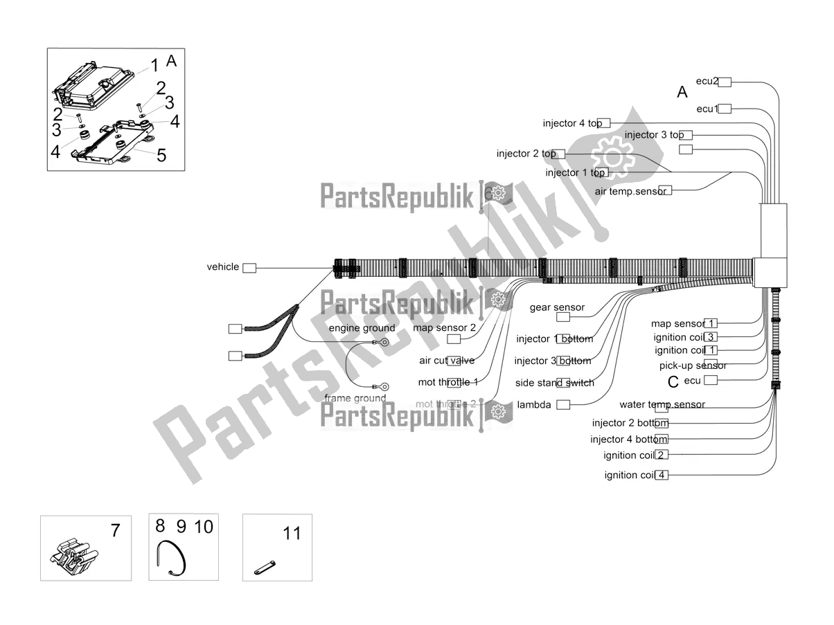 Tutte le parti per il Impianto Elettrico Posteriore del Aprilia Tuono V4 Factory 1100 Superpole USA 2020