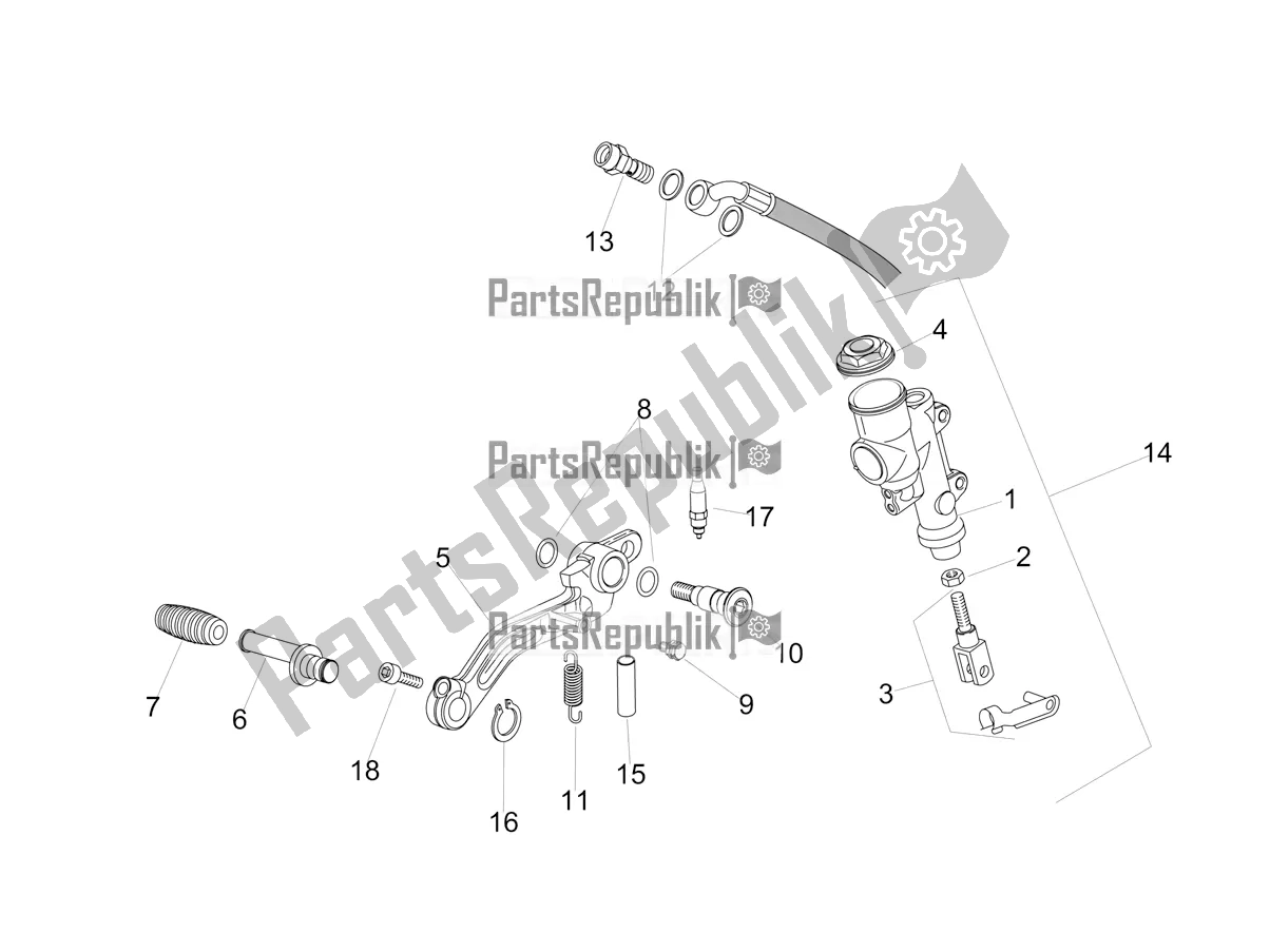 Tutte le parti per il Pompa Freno Posteriore del Aprilia Tuono V4 Factory 1100 Superpole USA 2020