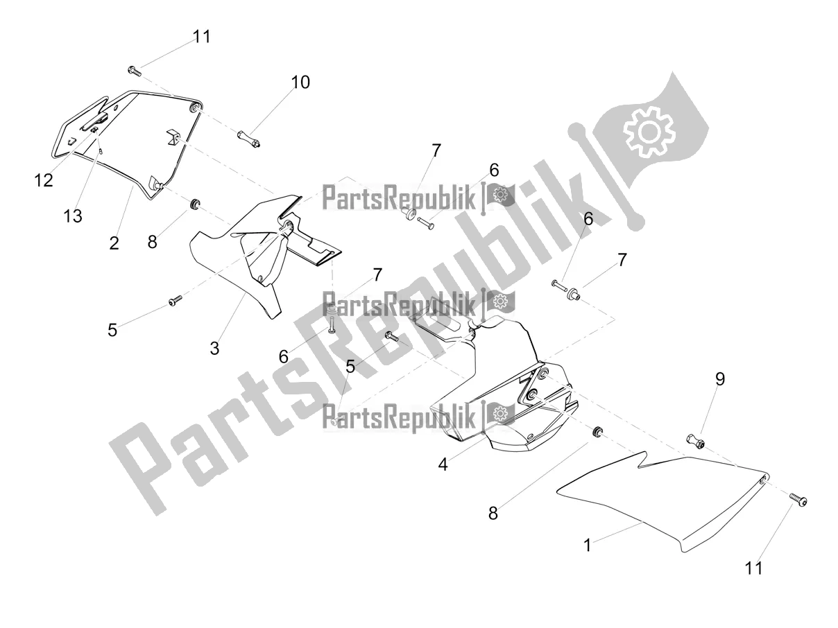 All parts for the Side Fairing of the Aprilia Tuono V4 Factory 1100 Superpole USA 2020