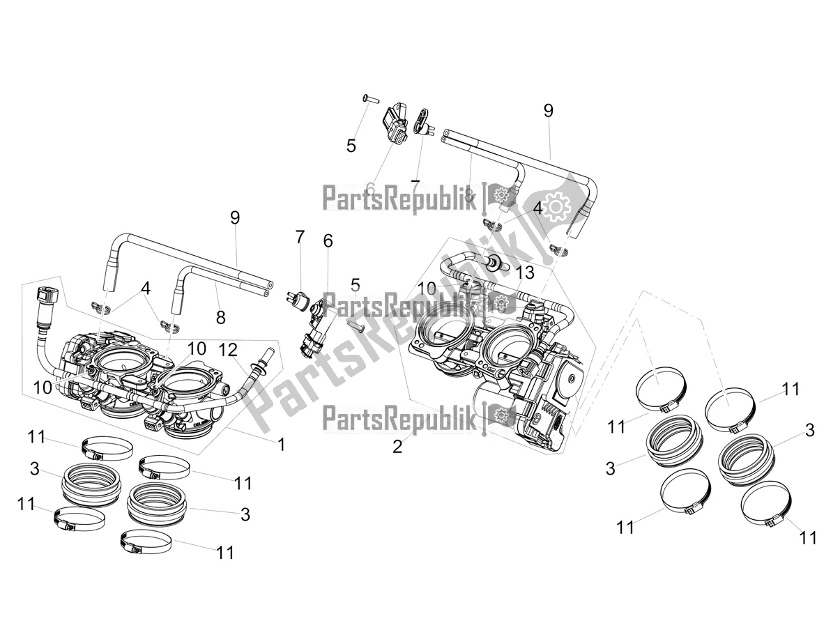 Todas as partes de Corpo Do Acelerador do Aprilia Tuono V4 Factory 1100 Superpole USA 2020