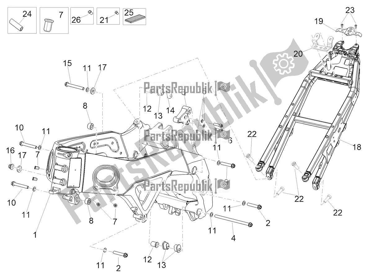 Alle Teile für das Rahmen des Aprilia Tuono V4 Factory 1100 Superpole USA 2022