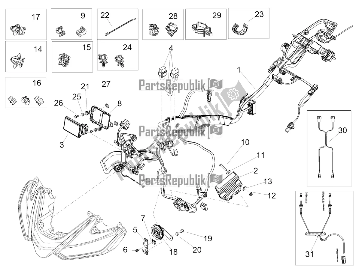 All parts for the Front Electrical System of the Aprilia Tuono V4 Factory 1100 Superpole USA 2022