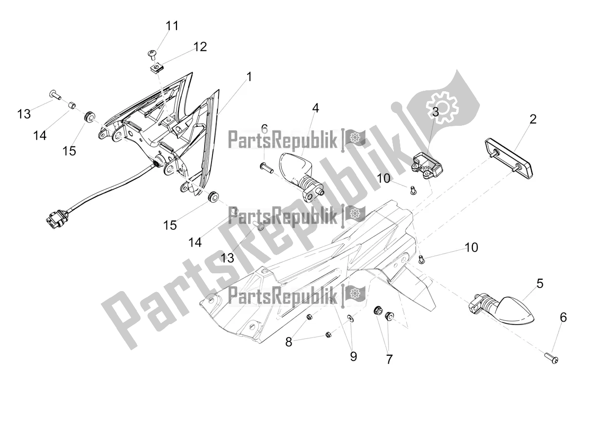 All parts for the Rear Lights of the Aprilia Tuono V4 Factory 1100 Superpole USA 2022