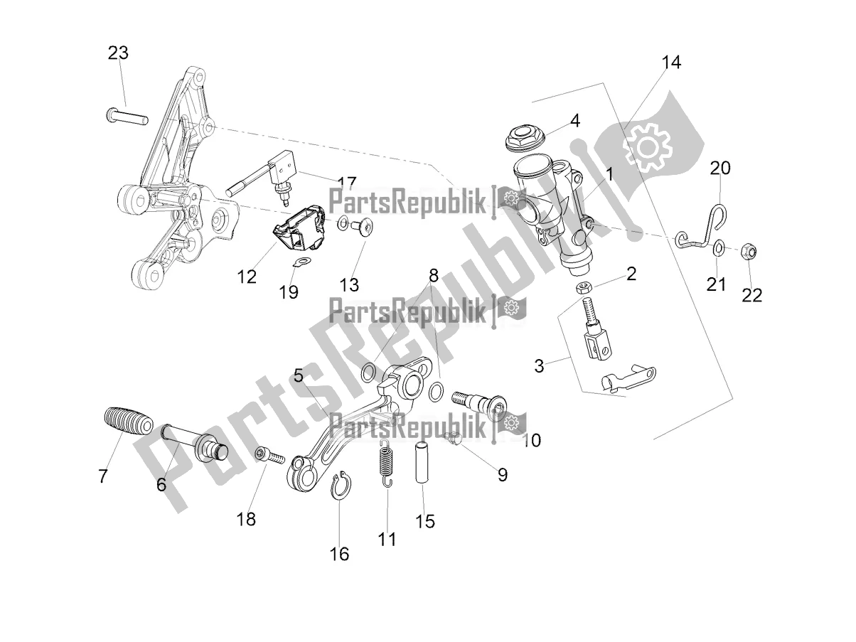 All parts for the Rear Master Cylinder of the Aprilia Tuono V4 Factory 1100 Superpole USA 2022