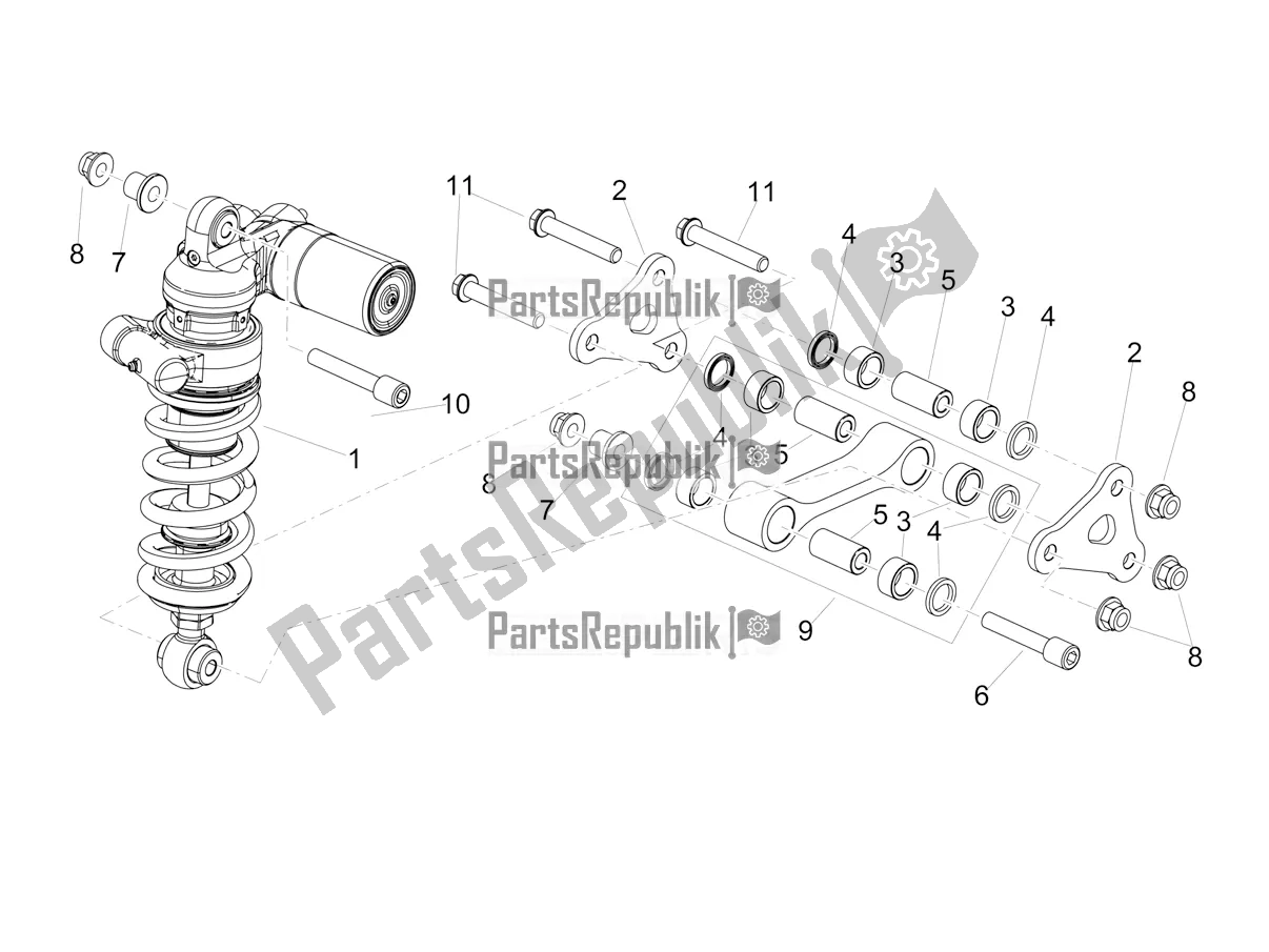 All parts for the Shock Absorber of the Aprilia Tuono V4 Factory 1100 Superpole USA 2022