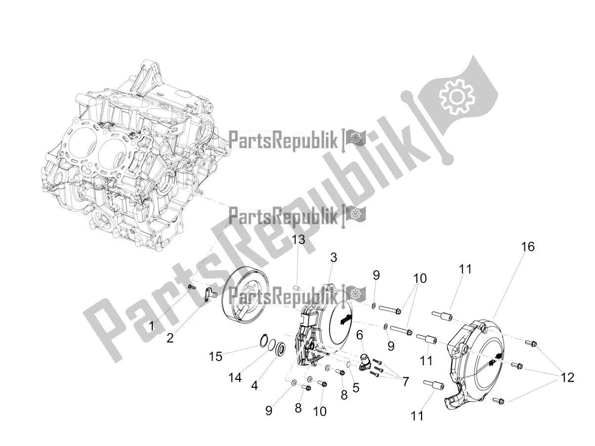 Alle Teile für das Schwungradabdeckung des Aprilia Tuono V4 Factory 1100 Superpole USA E4 2021