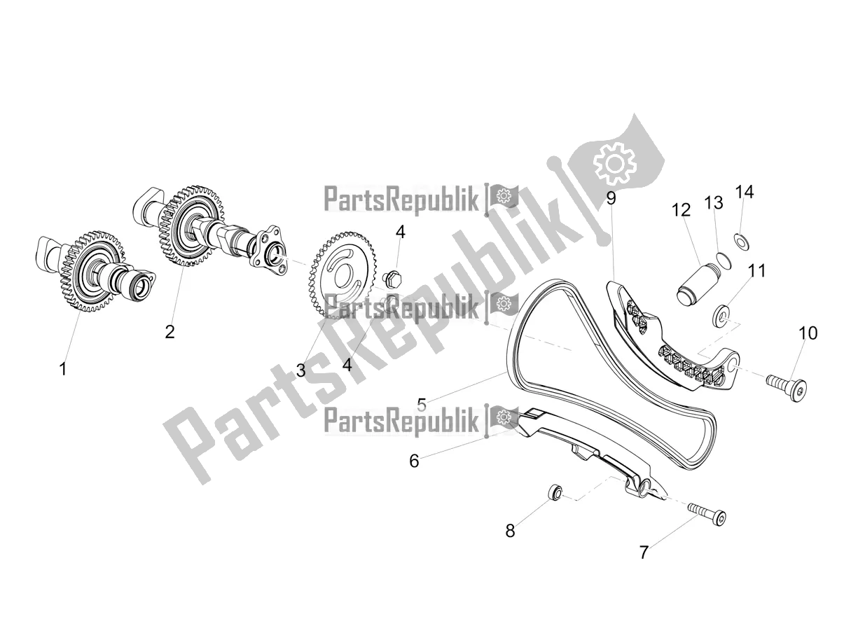 Alle Teile für das Vorderes Zylindersteuerungssystem des Aprilia Tuono V4 Factory 1100 Superpole USA E4 2021