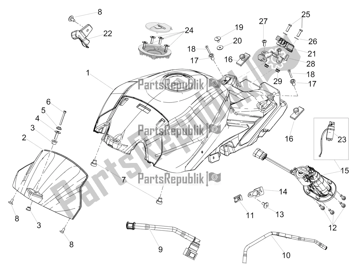 Todas las partes para Depósito De Combustible de Aprilia Tuono V4 Factory 1100 Superpole USA E4 2021