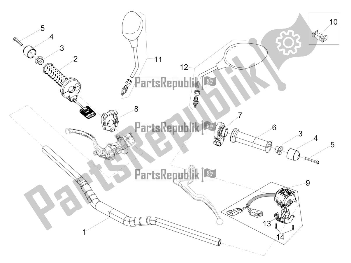 Todas as partes de Guiador - Controles do Aprilia Tuono V4 Factory 1100 Superpole USA E4 2021