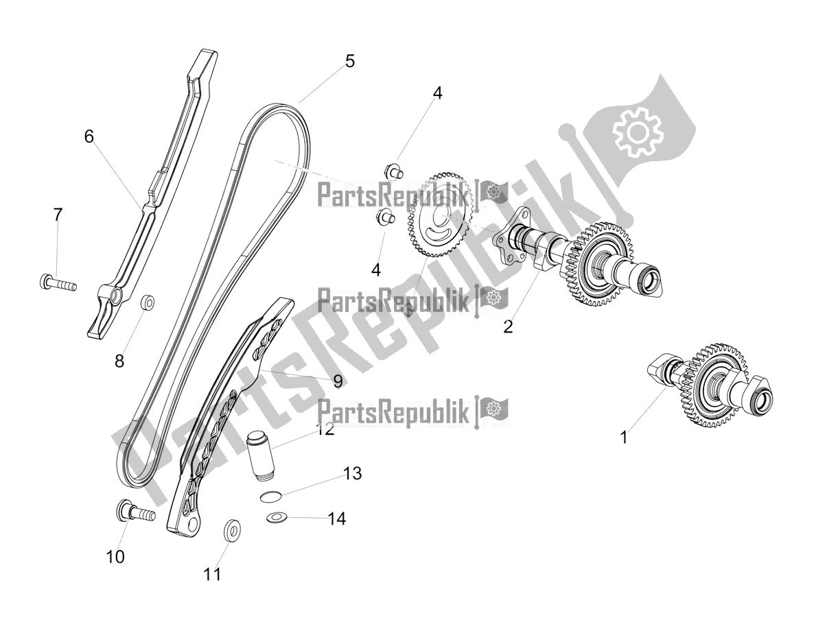 Tutte le parti per il Sistema Di Fasatura Del Cilindro Posteriore del Aprilia Tuono V4 Factory 1100 Superpole USA E4 2021