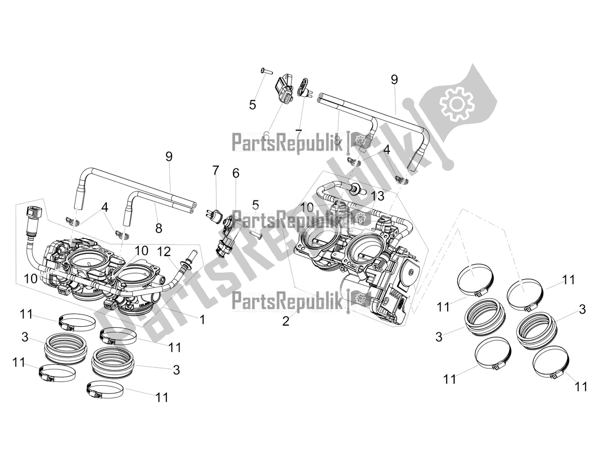 Toutes les pièces pour le Corps De Papillon du Aprilia Tuono V4 Factory 1100 Superpole USA E4 2021