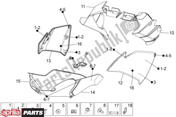 Alle onderdelen voor de Bekledingen Vooraan van de Aprilia Tuono V4 R 4 T Aprc 77 1000 2011