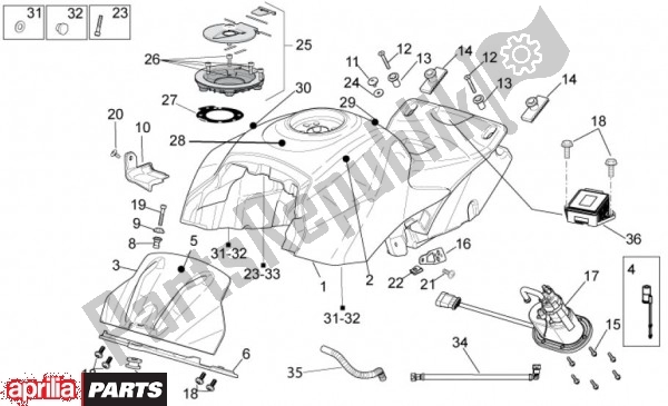 Todas las partes para Depósito De Combustible de Aprilia Tuono V4 R 4 T Aprc 77 1000 2011