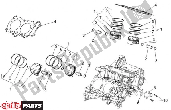All parts for the Cylinder of the Aprilia Tuono V4 R 4 T Aprc 77 1000 2011