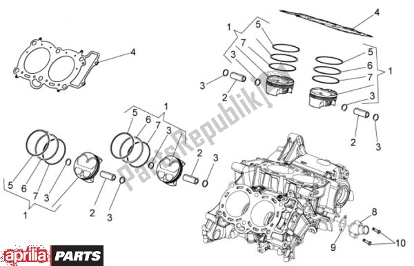 Todas las partes para Cilindro de Aprilia Tuono V4 R 4 T Aprc 77 1000 2011