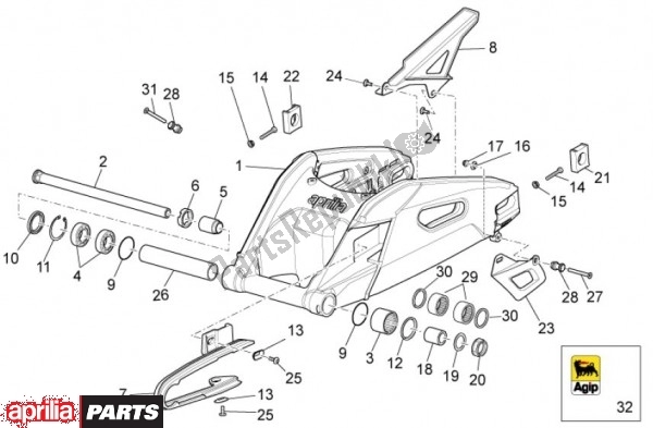 All parts for the Schwinge of the Aprilia Tuono V4 R 4 T Aprc 77 1000 2011