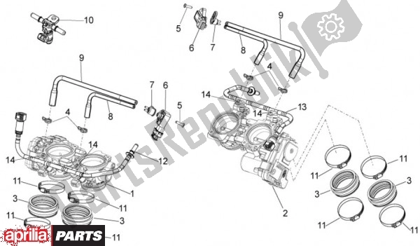 Todas as partes de Smoorklephuis do Aprilia Tuono V4 R 4 T Aprc 77 1000 2011