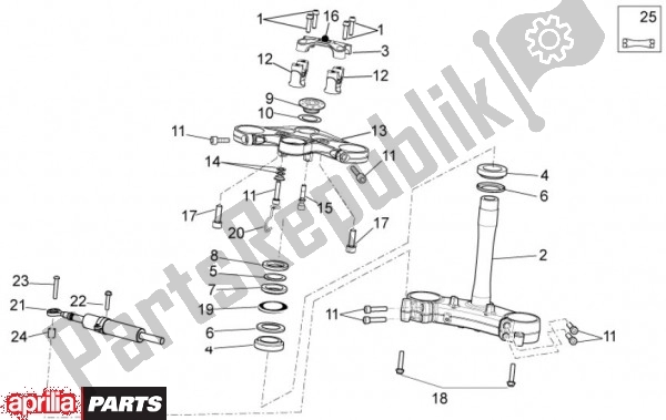 Alle onderdelen voor de Steering van de Aprilia Tuono V4 R 4 T Aprc 77 1000 2011