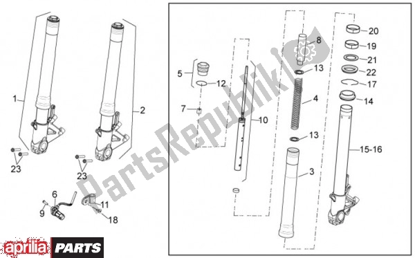 All parts for the Front Fork of the Aprilia Tuono V4 R 4 T Aprc 77 1000 2011