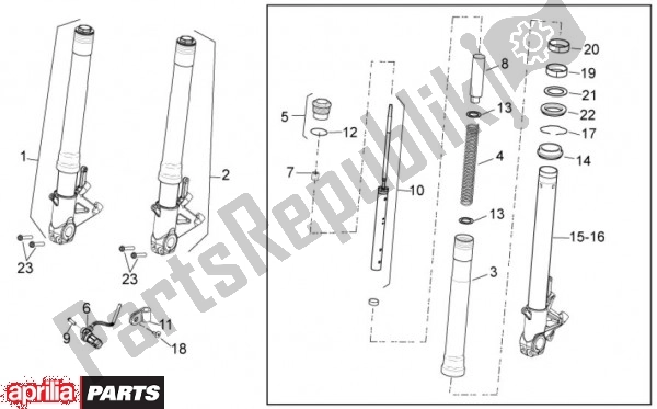 All parts for the Front Fork of the Aprilia Tuono V4 R 4 T Aprc 77 1000 2011