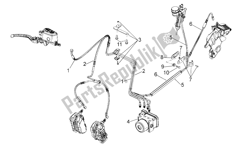 All parts for the Abs Brake System of the Aprilia Shiver 750 PA 2015