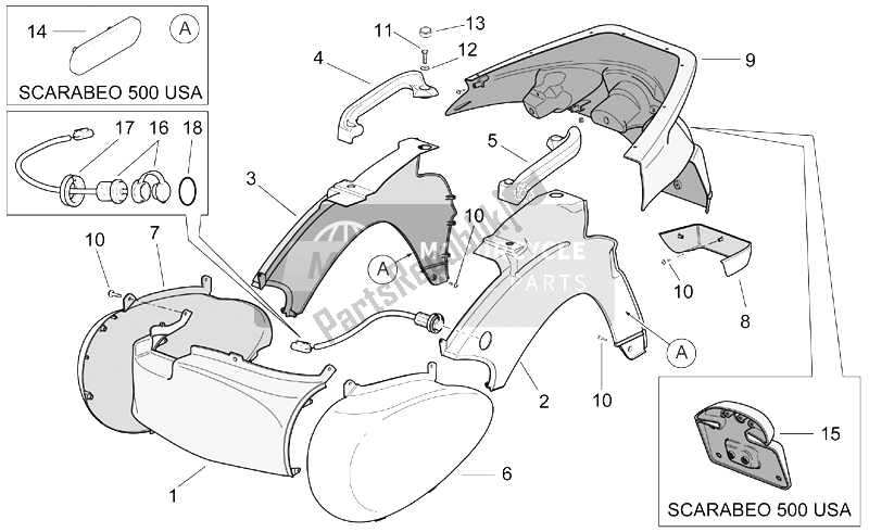 Todas las partes para Cuerpo Trasero de Aprilia Scarabeo 500 2003