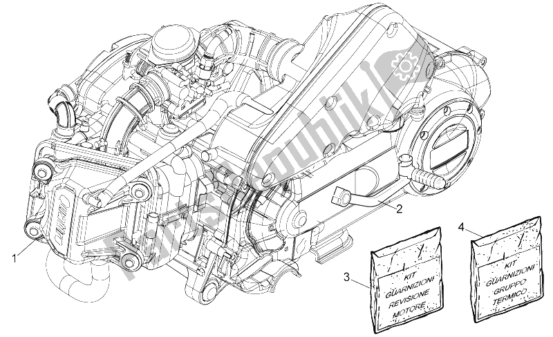 Alle onderdelen voor de Motor van de Aprilia Scarabeo 50 4T 4V E2 2009