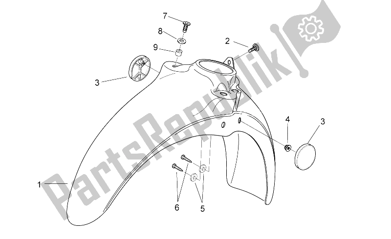 Alle Teile für das Vorderer Körper Vi - Vorderer Kotflügel des Aprilia Scarabeo 50 2T E2 ENG Piaggio 2005