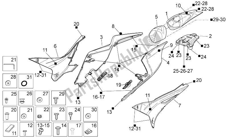 All parts for the Rear Body I of the Aprilia RSV4 Aprc Factory ABS 1000 2013