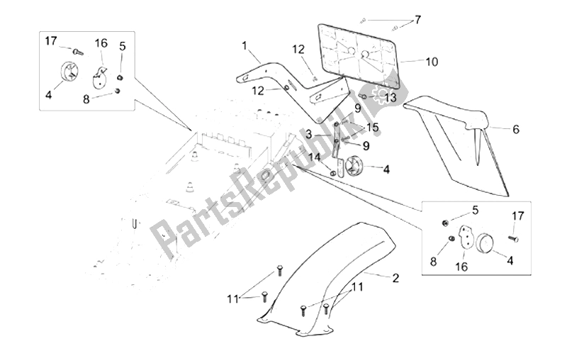 Todas as partes de Guarda-lamas Traseiro do Aprilia RSV Mille 1000 2001