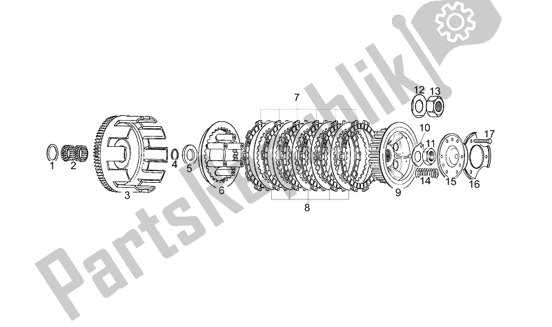 All parts for the Clutch of the Aprilia Pegaso 125 1991