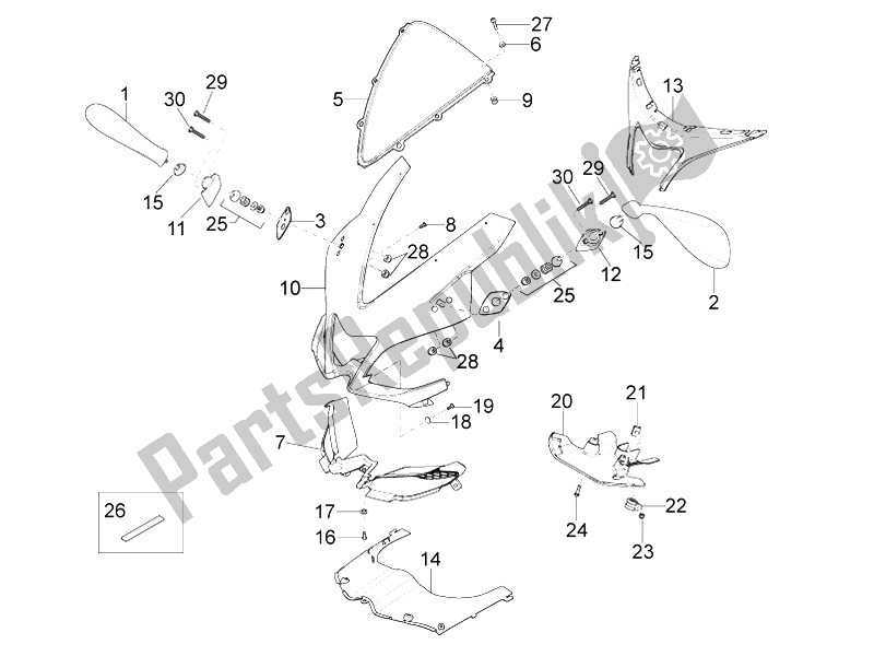 Alle Teile für das Frontverkleidung des Aprilia RS4 50 2T 2014