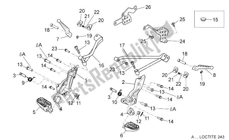 All parts for the Foot Rests of the Aprilia Dorsoduro 750 Factory ABS 2010