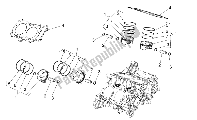 All parts for the Cylinder - Piston of the Aprilia Tuono V4 1100 RR 2015