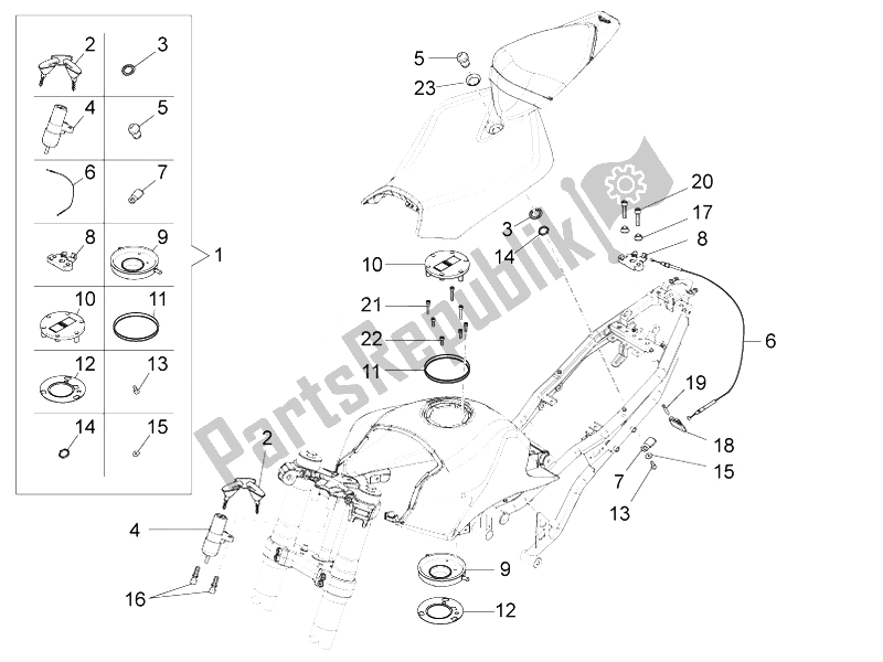 Tutte le parti per il Serrature del Aprilia RS4 50 2T 2011