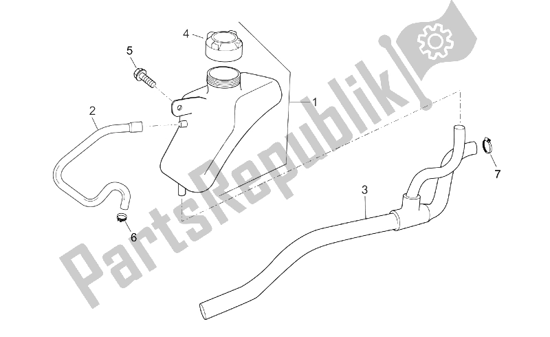 All parts for the Expansion Tank of the Aprilia Atlantic 125 200 250 2003