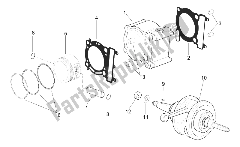 All parts for the Drive Shaft - Cylinder - Piston of the Aprilia Leonardo 250 ENG Yamaha 1999