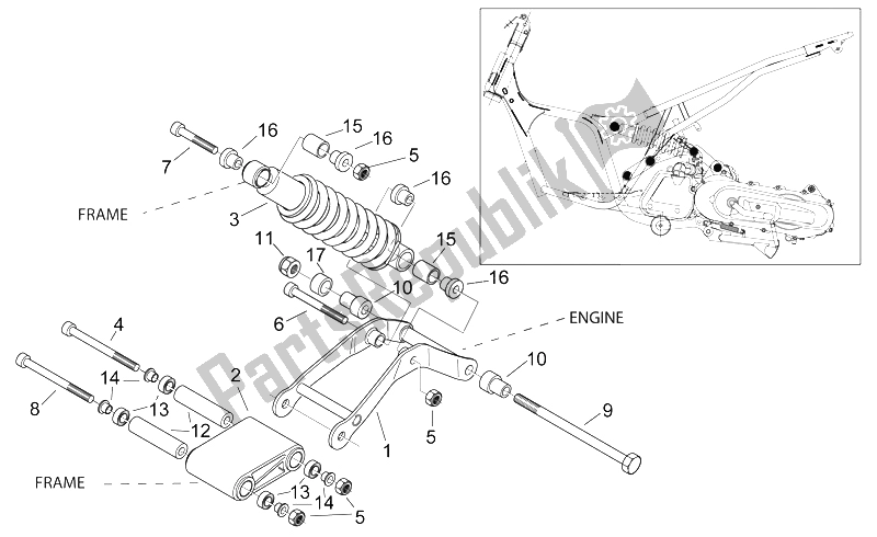 Toutes les pièces pour le Relier. Elem. Ts - Amortisseur Arrière Abs. Du Aprilia Area 51 1998