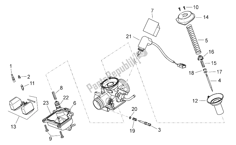 Toutes les pièces pour le Carburateur Ii du Aprilia Atlantic 125 200 250 2003