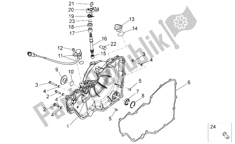 Alle onderdelen voor de Koppelingsdeksel van de Aprilia Tuono V4 1100 RR 2015